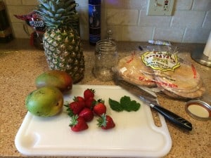 fruit bruschetta setup