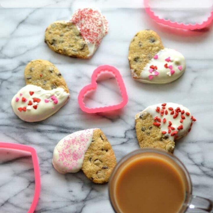 Valentine's Day Chocolate Chip Cookie Hearts