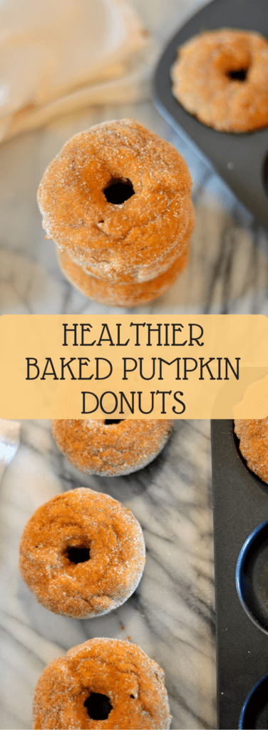 Healthier Baked Pumpkin Donuts are a delicious way to enjoy donuts without frying. This recipe uses no butter or oil, so it’s perfect as a breakfast treat!