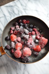 A delightful red berry blend reduced down to a sweet and delicious compote. Perfect for on top of pancakes, waffles or a yogurt parfait!