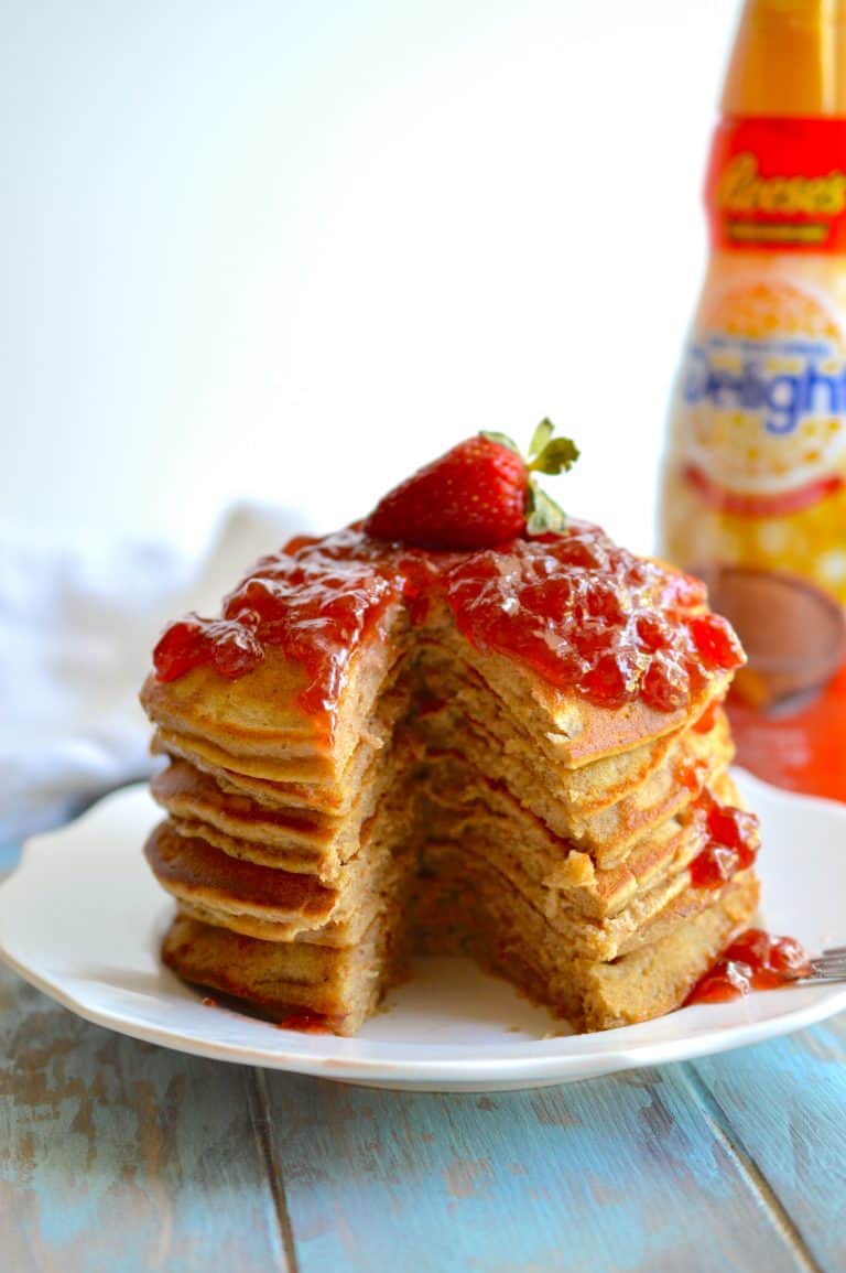 Celebrate a childhood classic by dressing up your PB&J for breakfast! Peanut Butter and Jelly Pancakes are a delicious and fun twist on the popular sandwich.
