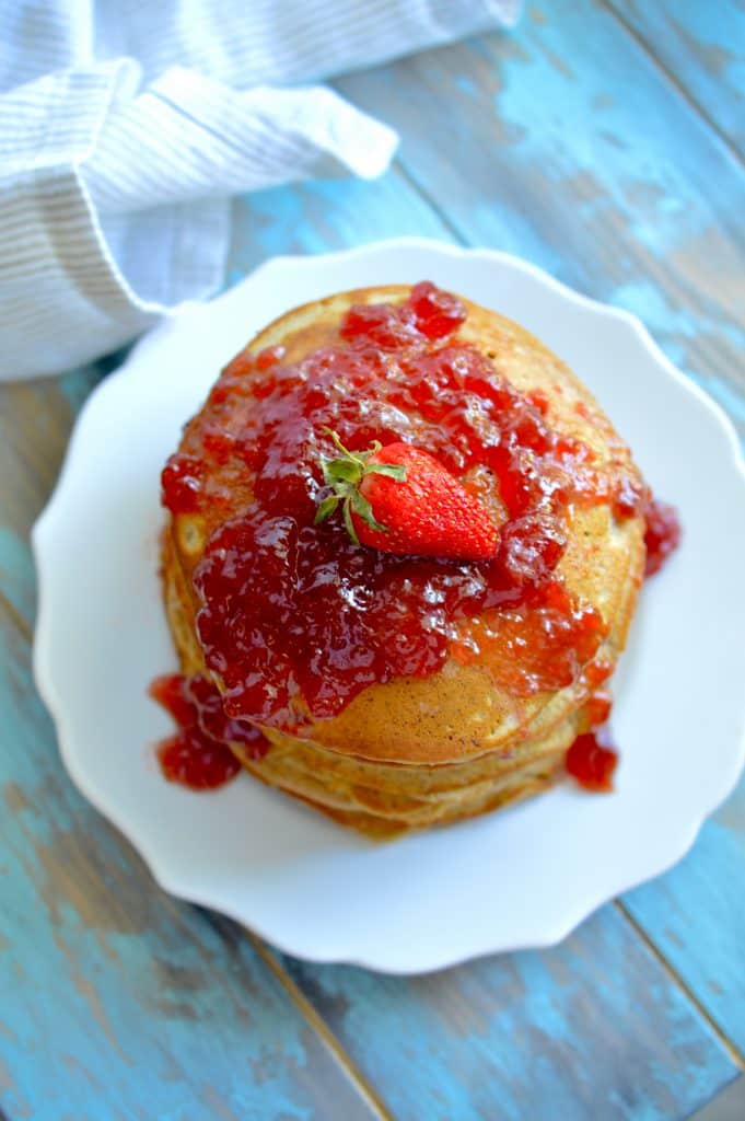 Celebrate a childhood classic by dressing up your PB&J for breakfast! Peanut Butter and Jelly Pancakes are a delicious and fun twist on the popular sandwich.