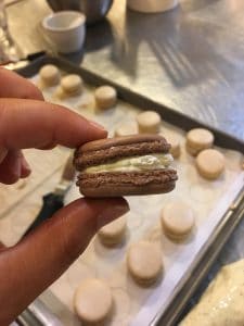 We made Chocolate Pistachio French Macarons at my bachelorette party!