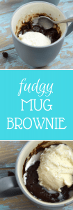 This Fudgy Mug Brownie is perfect for when you want a little something sweet and chocolaty! One minute to fudgy chocolate brownie perfection! #chocolate #brownie #dessert