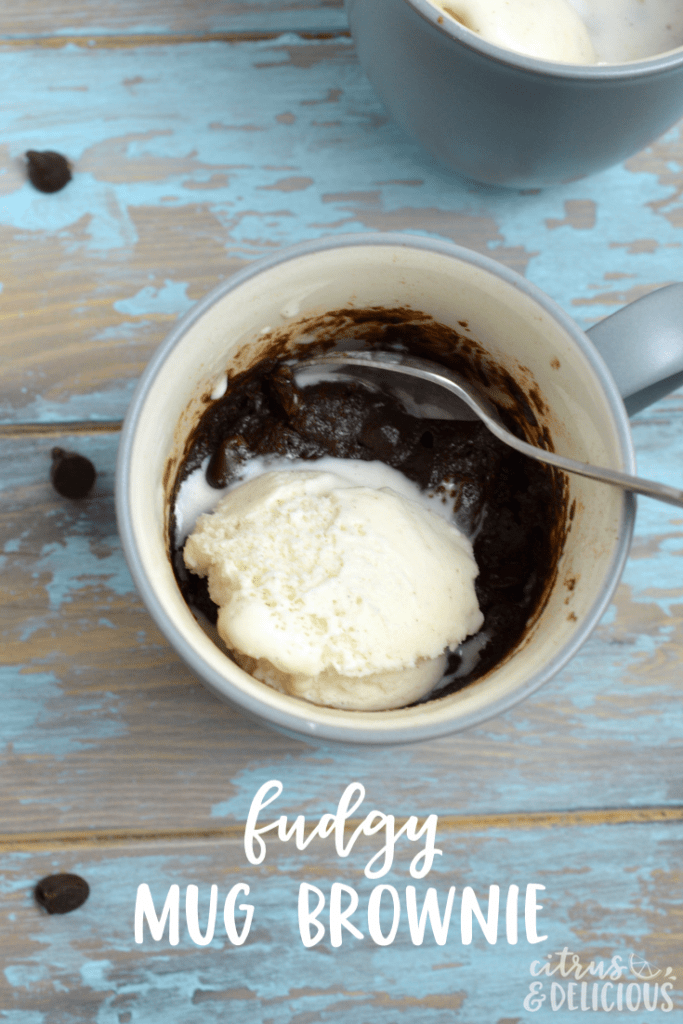 This Fudgy Mug Brownie is the perfect small dessert for when you want something chocolaty but don't want to commit to a full pan of brownies! #brownies #chocolate