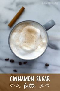 You’ll enjoy all the warm and cozy flavors of cinnamon and sugar in this Cinnamon Sugar Latte. Make it at home for a fraction of the price of a coffeehouse latte!