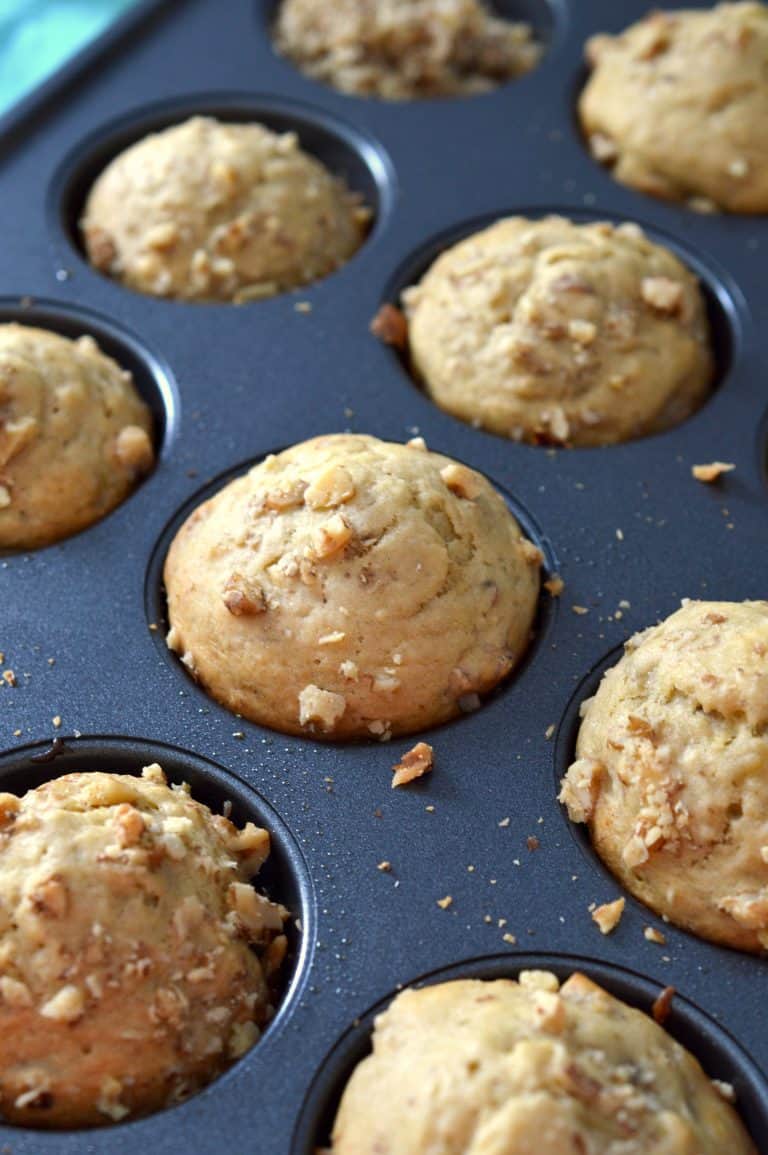 Banana Walnut Muffins in pan